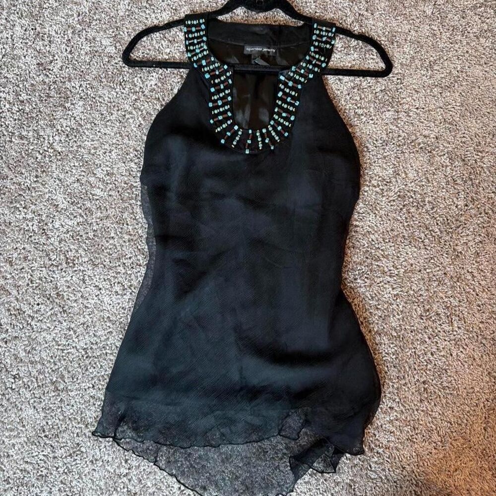 Spenser Jeremy black beaded mini dress/top
